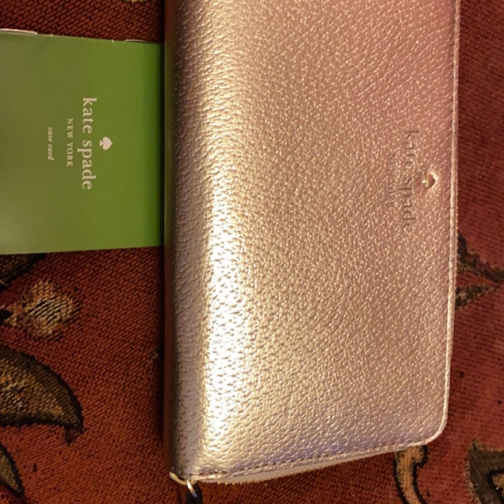 Kate Spade gold zip around wallet